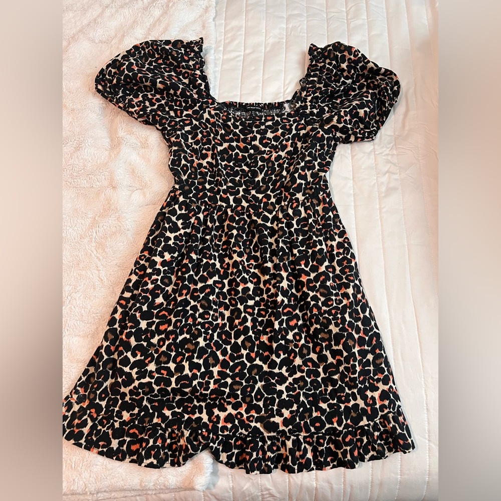 Who What Wear Black and Brown Animal Print Dress